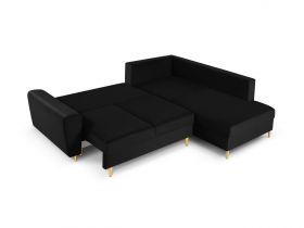 Coltar extensibil dreapta 5 locuri, Moghan, Micadoni Home, GL, 243x194x88 cm, catifea, negru