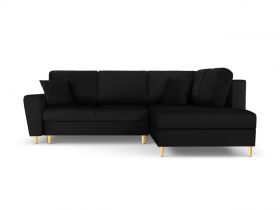 Coltar extensibil dreapta 5 locuri, Moghan, Micadoni Home, GL, 243x194x88 cm, catifea, negru