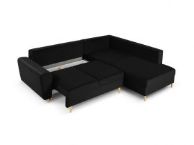 Coltar extensibil dreapta 5 locuri, Moghan, Micadoni Home, GL, 243x194x88 cm, catifea, negru