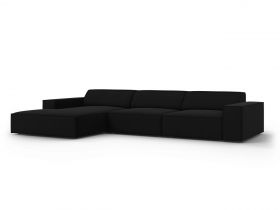 Coltar stanga 4 locuri, Jodie, Micadoni Home, BL, 284x166x70 cm, catifea, negru