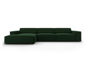 Coltar stanga 4 locuri, Jodie, Micadoni Home, BL, 284x166x70 cm, catifea, verde bottle