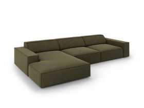 Coltar stanga 4 locuri, Jodie, Micadoni Home, BL, 284x166x70 cm, catifea, verde