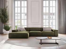 Coltar stanga 4 locuri, Jodie, Micadoni Home, BL, 284x166x70 cm, catifea, verde