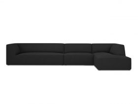 Coltar dreapta 5 locuri, Ruby, Micadoni Home, BL, 366x180x69 cm, poliester, negru