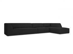 Coltar dreapta 5 locuri, Ruby, Micadoni Home, BL, 366x180x69 cm, poliester, negru