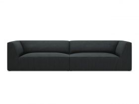 Canapea 4 locuri, Ruby, Micadoni Home, BL, 302x93x69 cm, velur, negru