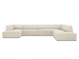 Coltar panoramic dreapta 7 locuri, Ruby, Micadoni Home, BL, 366x273x69 cm, velur, bej deschis