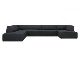 Coltar panoramic stanga 7 locuri, Ruby, Micadoni Home, BL, 366x273x69 cm, velur, negru