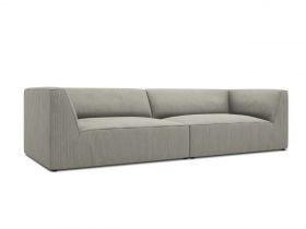 Canapea 4 locuri, Ruby, Micadoni Home, BL, 302x93x69 cm, velur, gri deschis