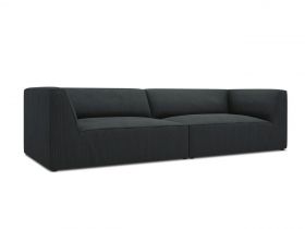 Canapea 4 locuri, Ruby, Micadoni Home, BL, 302x93x69 cm, velur, negru