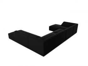 Coltar panoramic dreapta 7 locuri, Ruby, Micadoni Home, BL, 366x273x69 cm, catifea, negru