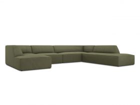 Coltar panoramic dreapta 7 locuri, Ruby, Micadoni Home, BL, 366x273x69 cm, velur, verde