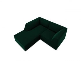 Coltar stanga 3 locuri, Ruby, Micadoni Home, BL, 186x180x69 cm, catifea, verde bottle