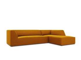 Coltar dreapta 4 locuri, Ruby, Micadoni Home, BL, 273x180x69 cm, catifea, galben