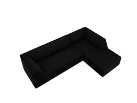 Coltar dreapta 4 locuri, Ruby, Micadoni Home, BL, 273x180x69 cm, catifea, negru