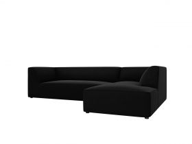 Coltar dreapta 4 locuri, Ruby, Micadoni Home, BL, 273x180x69 cm, catifea, negru