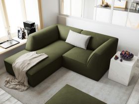 Coltar stanga 3 locuri, Ruby, Micadoni Home, BL, 186x180x69 cm, velur, verde