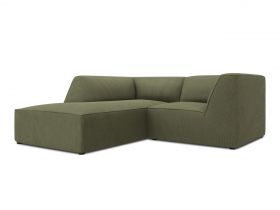 Coltar stanga 3 locuri, Ruby, Micadoni Home, BL, 186x180x69 cm, velur, verde