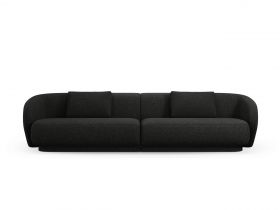 Canapea 4 locuri, Camden, Cosmopolitan Design, 304x102x72 cm, tesatura chenille, negru