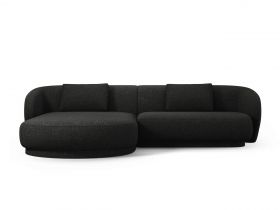 Coltar stanga 4 locuri, Camden, Cosmopolitan Design, 289x177x72 cm, tesatura chenille, negru