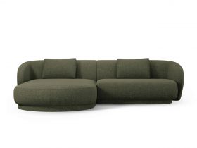 Coltar stanga 4 locuri, Camden, Cosmopolitan Design, 289x177x72 cm, tesatura chenille, verde