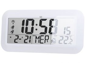 ceas de perete digital om 3520 d, 42cm, temperatura, calendar, alb, trevi