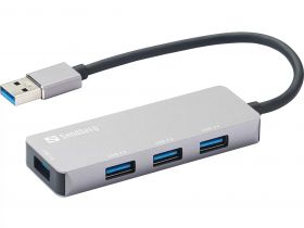 hub usb 3.0 1x usb 3.0, 3x usb 2.0, sandberg 333-67, aluminiu