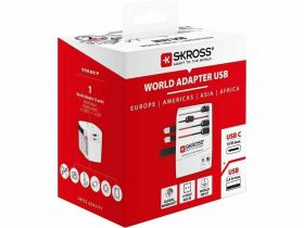 adaptor priza universal skross 1.302962, 1x usb-a, 1x usb-c