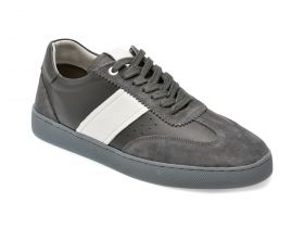 Pantofi casual BITE THE BULLET gri, ER2025, din piele naturala