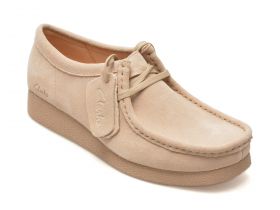 Mocasini casual CLARKS bej, WALLABEE EVO SH, din piele intoarsa