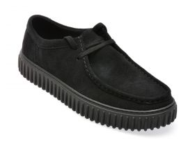 Mocasini casual CLARKS negri, TORHLO, din piele intoarsa