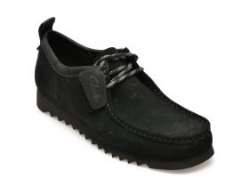 Mocasini casual CLARKS negri, WALLABEE FTRE LO, din piele intoarsa