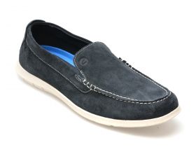 Mocasini CLARKS bleumarin, FLEXWAY STEP, din piele intoarsa