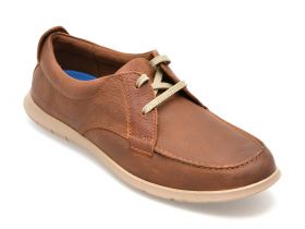 Mocasini CLARKS maro, FLEXWAY LACE, din piele naturala