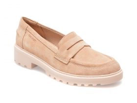 Mocasini GEOX nude, J3620C, din piele intoarsa