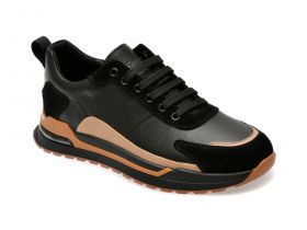 Pantofi casual OTTER negri, 40003, din piele naturala