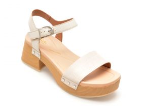 Sandale casual CLARKS albe, SIVANNE BAY, din piele naturala