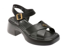 Sandale casual GRYXX negre, 23033K, din piele naturala