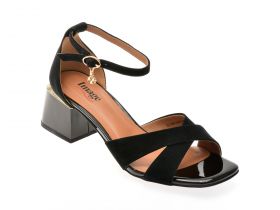 Sandale casual IMAGE negre, H480, din piele intoarsa