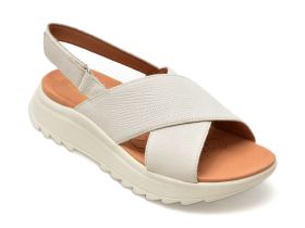 Sandale CLARKS albe, DASH LITE WISH, din piele naturala