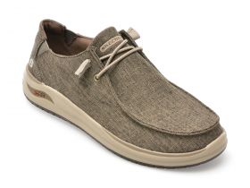 Mocasini SKECHERS gri, ARCH FIT MELO, din material textil