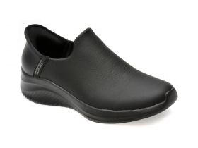 Pantofi casual SKECHERS negri, ULTRA FLEX 3.0, din piele naturala