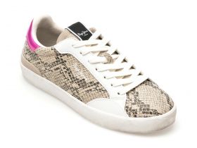 Pantofi PEPE JEANS bej, LANE SNAKE,  din piele ecologica