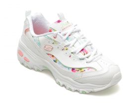 Pantofi SKECHERS albi, D LITES, din piele ecologica