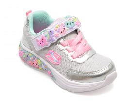 Pantofi SKECHERS argintii, MY DREAMERS, din material textil