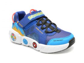 Pantofi SKECHERS bleumarin, GAMETRONIX, din piele ecologica