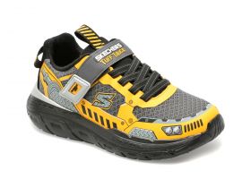 Pantofi SKECHERS galbeni, SKECH TRACKS, din piele ecologica