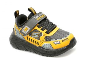 Pantofi SKECHERS galbeni, SKECH TRACKS, din piele ecologica