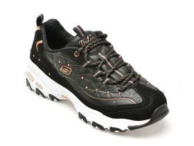 Pantofi SKECHERS negri, D LITES, din piele naturala