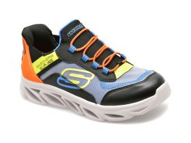 Pantofi SKECHERS negri, FLEX GLIDE, din piele ecologica